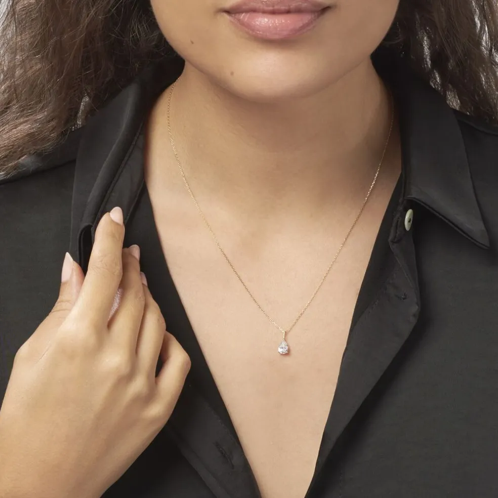 Collier Goutte Or Jaune Oxyde De Zirconium