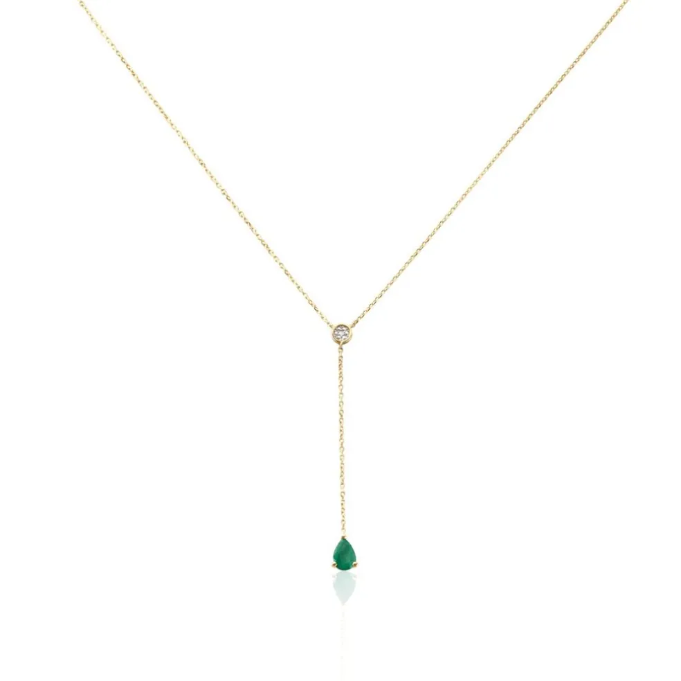 Collier Gracilia Or Jaune Emeraude Diamant