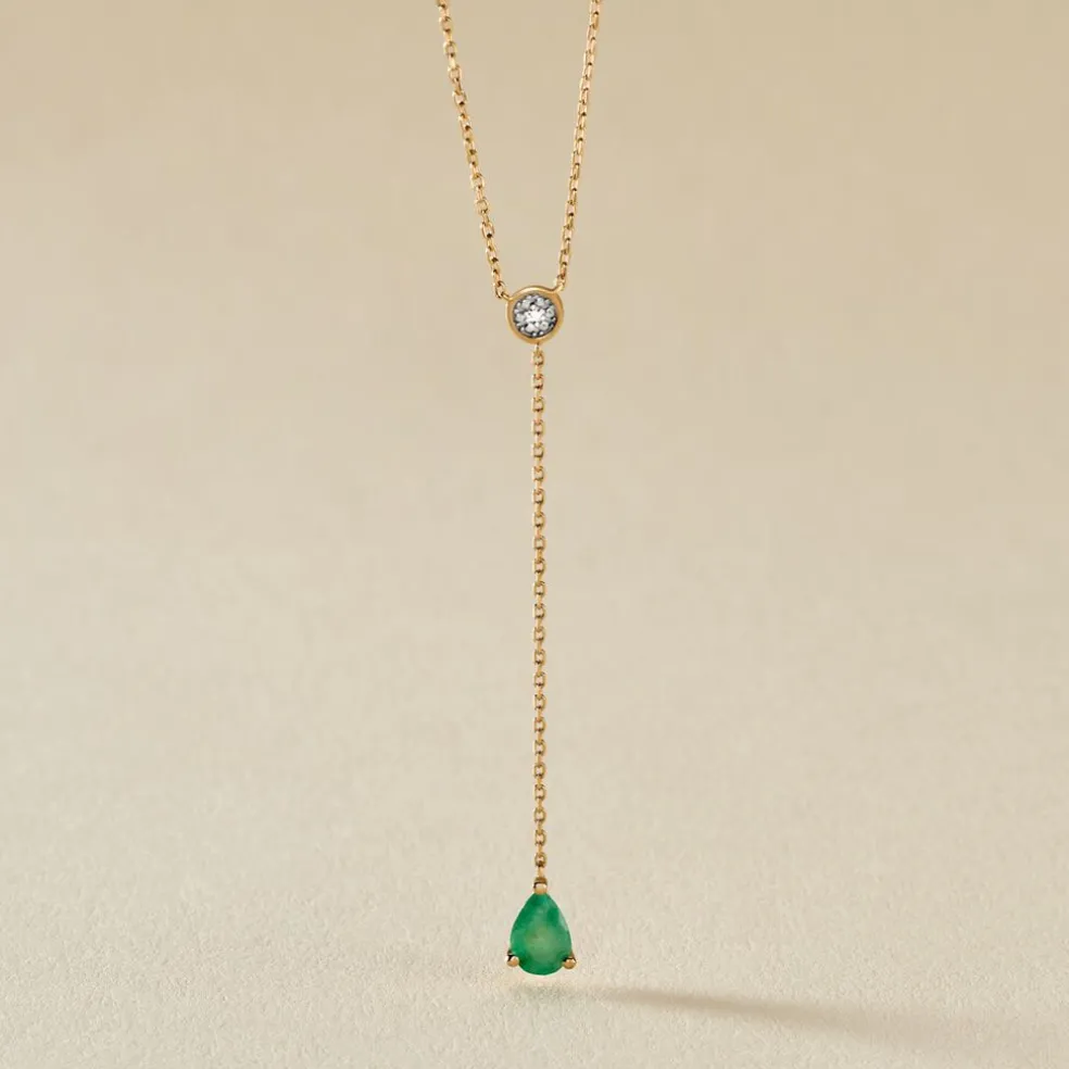 Collier Gracilia Or Jaune Emeraude Diamant