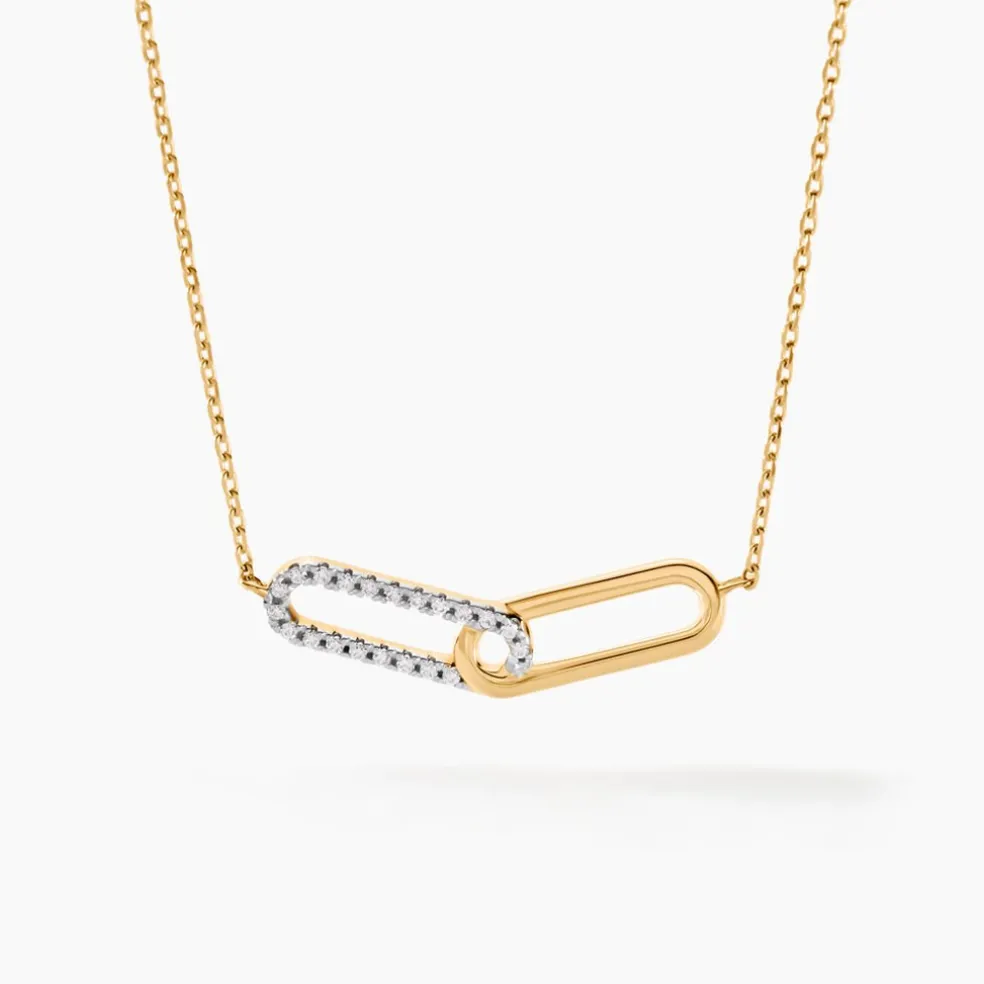 Collier Graphic Lines Or Jaune Oxyde De Zirconium