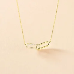 Collier Graphic Lines Or Jaune Oxyde De Zirconium