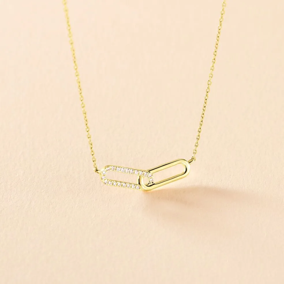 Collier Graphic Lines Or Jaune Oxyde De Zirconium