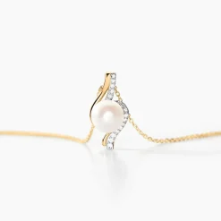 Collier Grazilla Or Bicolore Perle De Culture Et Diamant