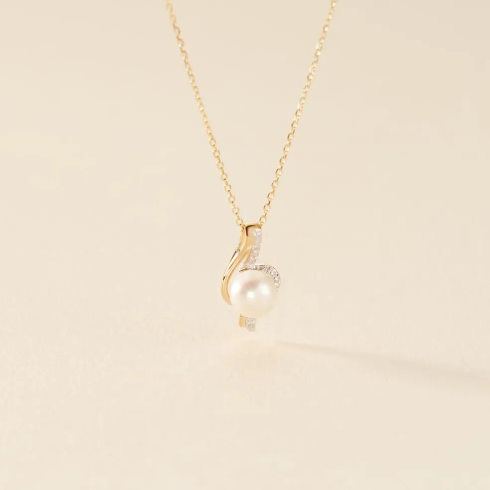 Collier Grazilla Or Bicolore Perle De Culture Et Diamant