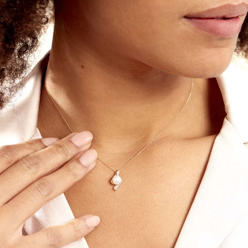 Collier Grazilla Or Bicolore Perle De Culture Et Diamant