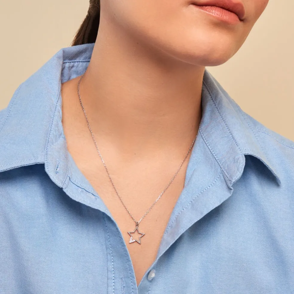 Collier Gyliane Argent Blanc Oxyde De Zirconium