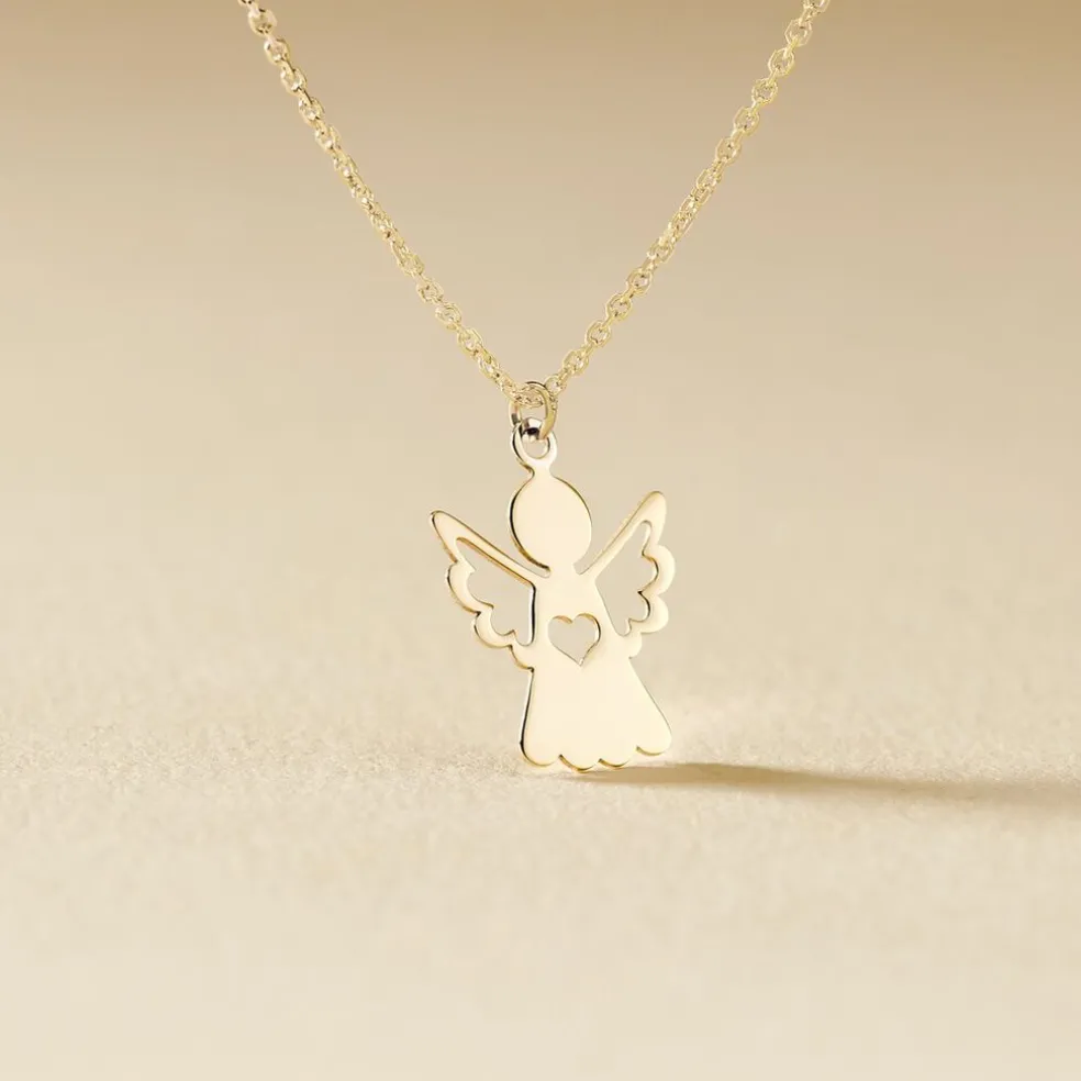 Collier Hallie Ange Et Coeur Or Jaune