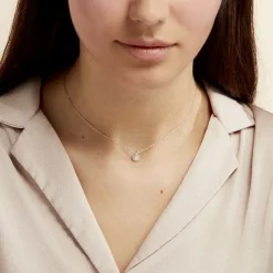 Collier Hildana Or Blanc Oxyde De Zirconium