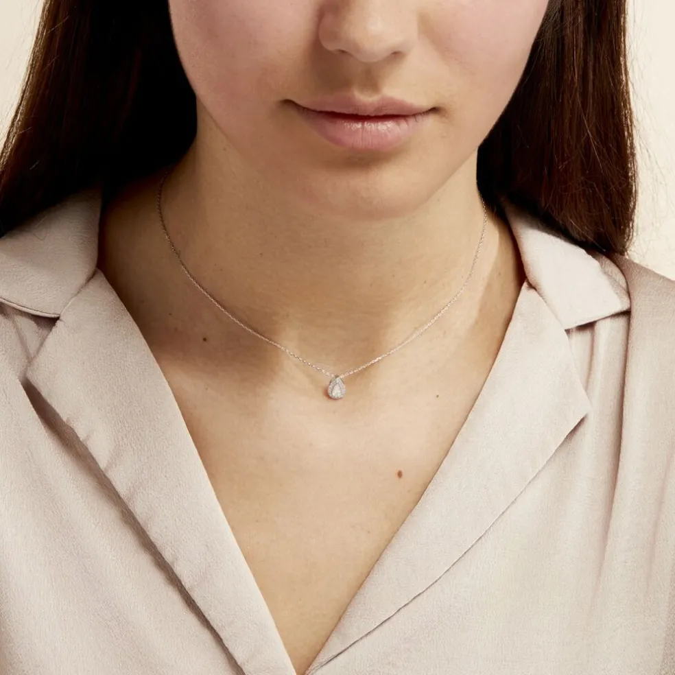 Collier Hildana Or Blanc Oxyde De Zirconium