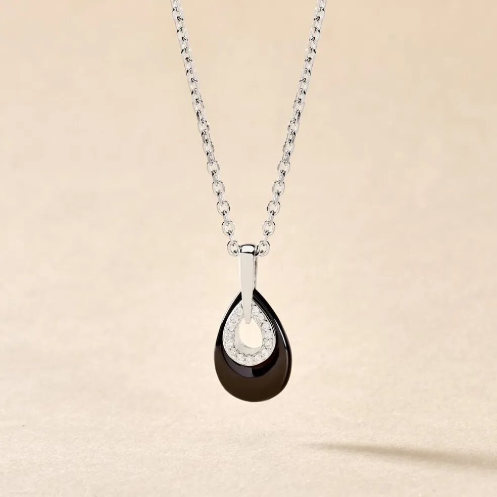 Collier Héléane Argent Blanc Céramique Et Oxyde De Zirconium