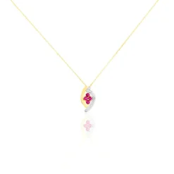 Collier Hoela Or Jaune Diamant Et Rubis