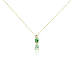 Collier Huffie Plaqué Or Jaune Pierre D'imitation