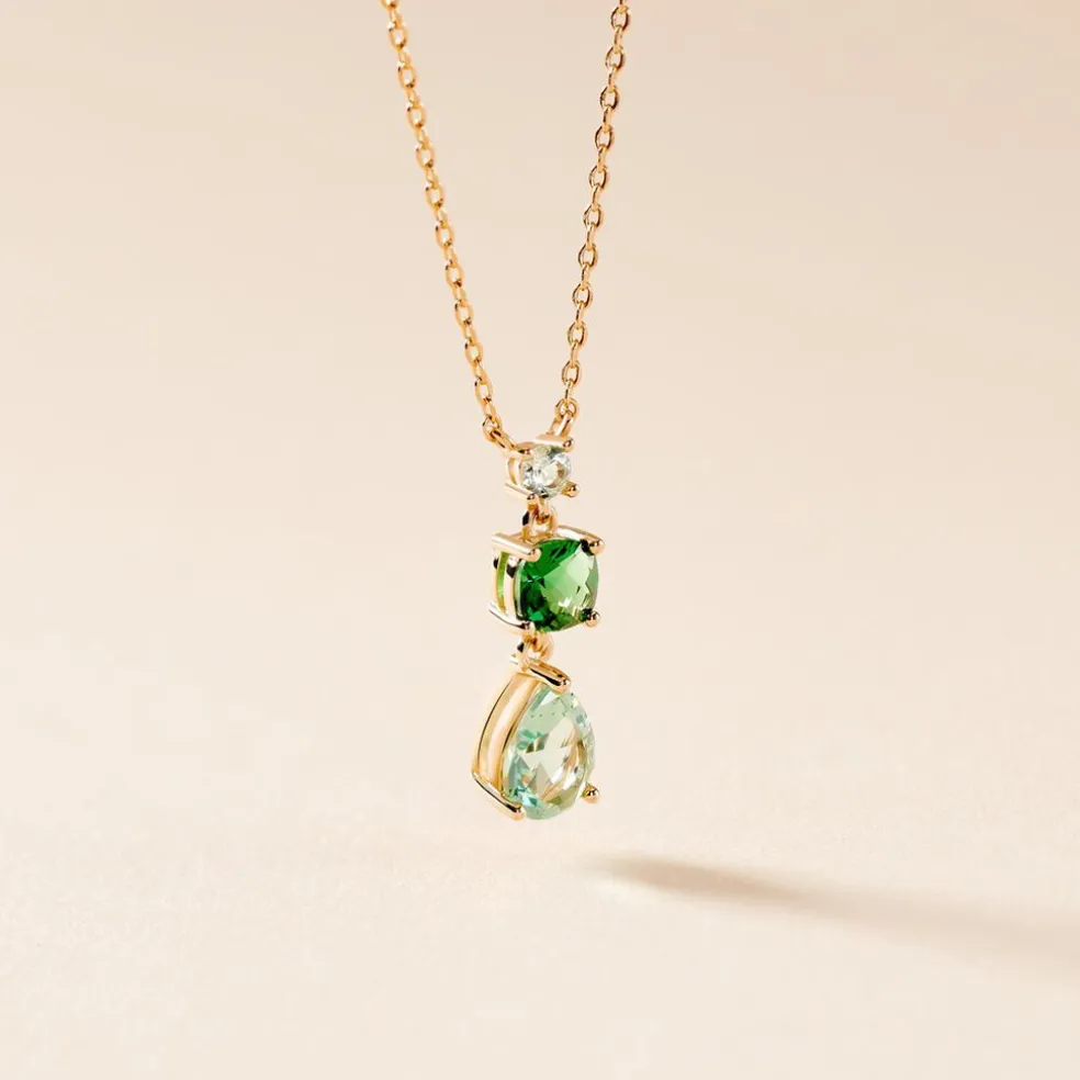 Collier Huffie Plaqué Or Jaune Pierre D'imitation