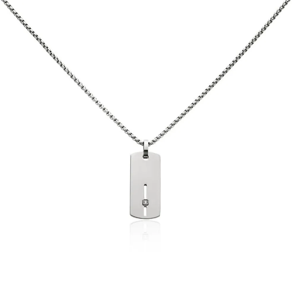 Collier Iefan Acier Blanc Oxyde De Zirconium