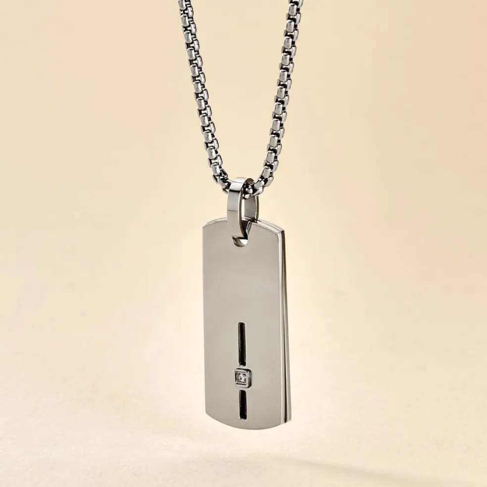 Collier Iefan Acier Blanc Oxyde De Zirconium