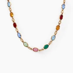 Collier Ilvaae Plaqué Or Jaune Pierre De Synthese