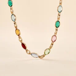 Collier Ilvaae Plaqué Or Jaune Pierre De Synthese