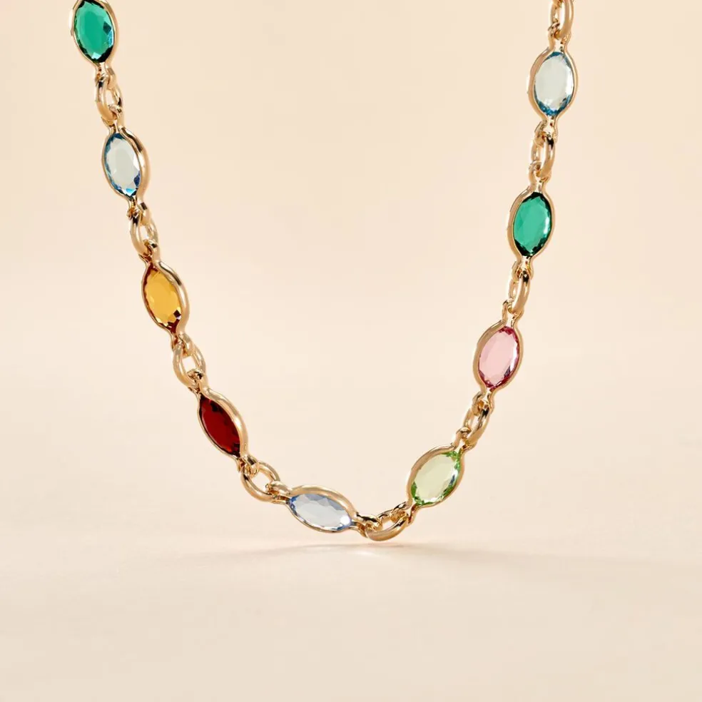 Collier Ilvaae Plaqué Or Jaune Pierre De Synthese