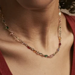 Collier Ilvaae Plaqué Or Jaune Pierre De Synthese