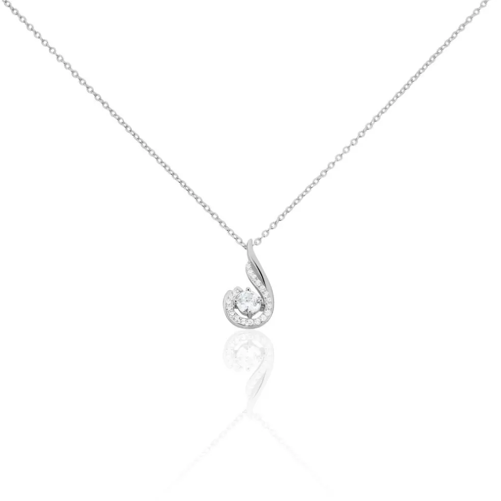 Collier Indian Drop Argent Blanc Oxyde De Zirconium