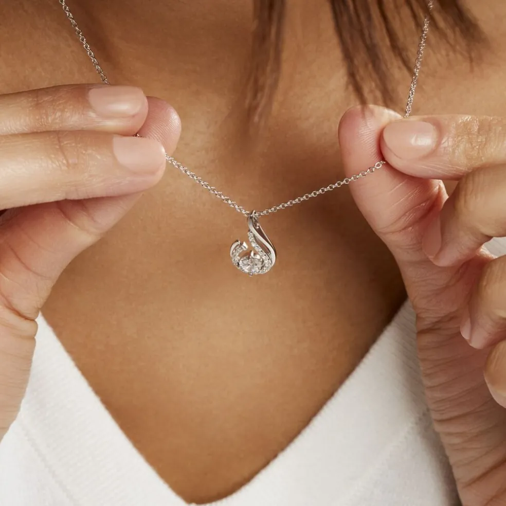 Collier Indian Drop Argent Blanc Oxyde De Zirconium