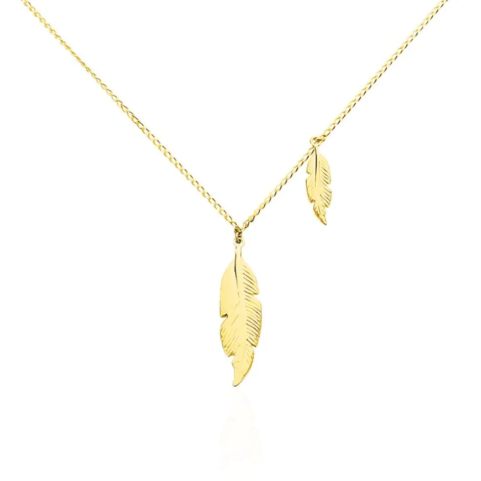Collier Indian Nature Feuilles Or Jaune