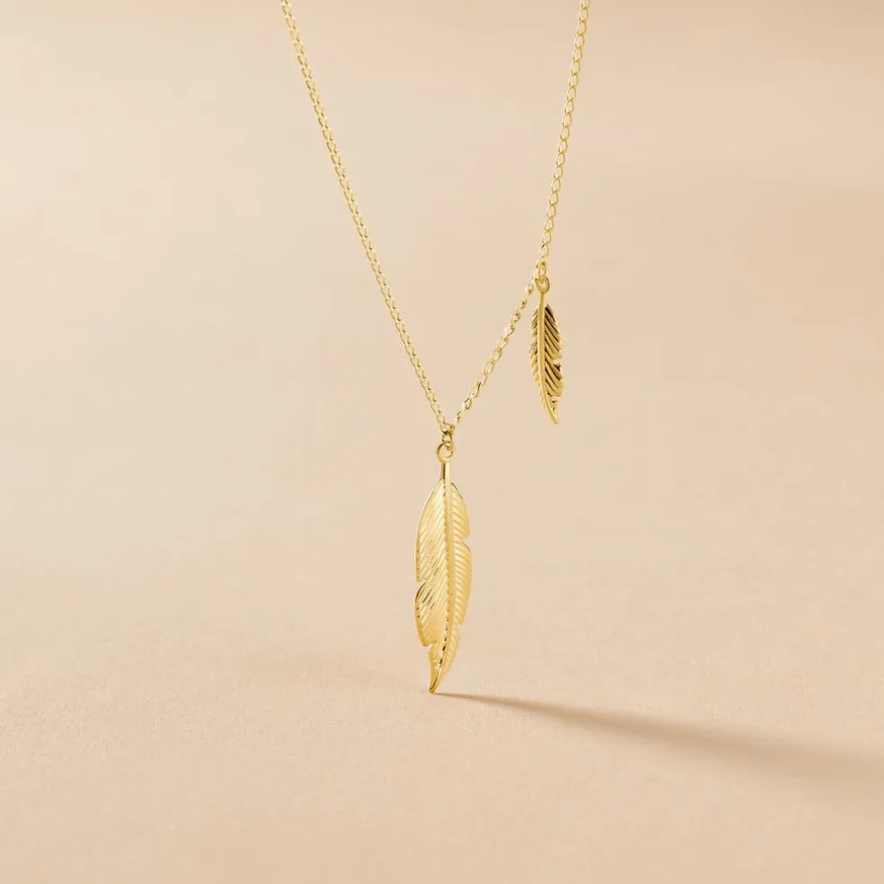Collier Indian Nature Feuilles Or Jaune