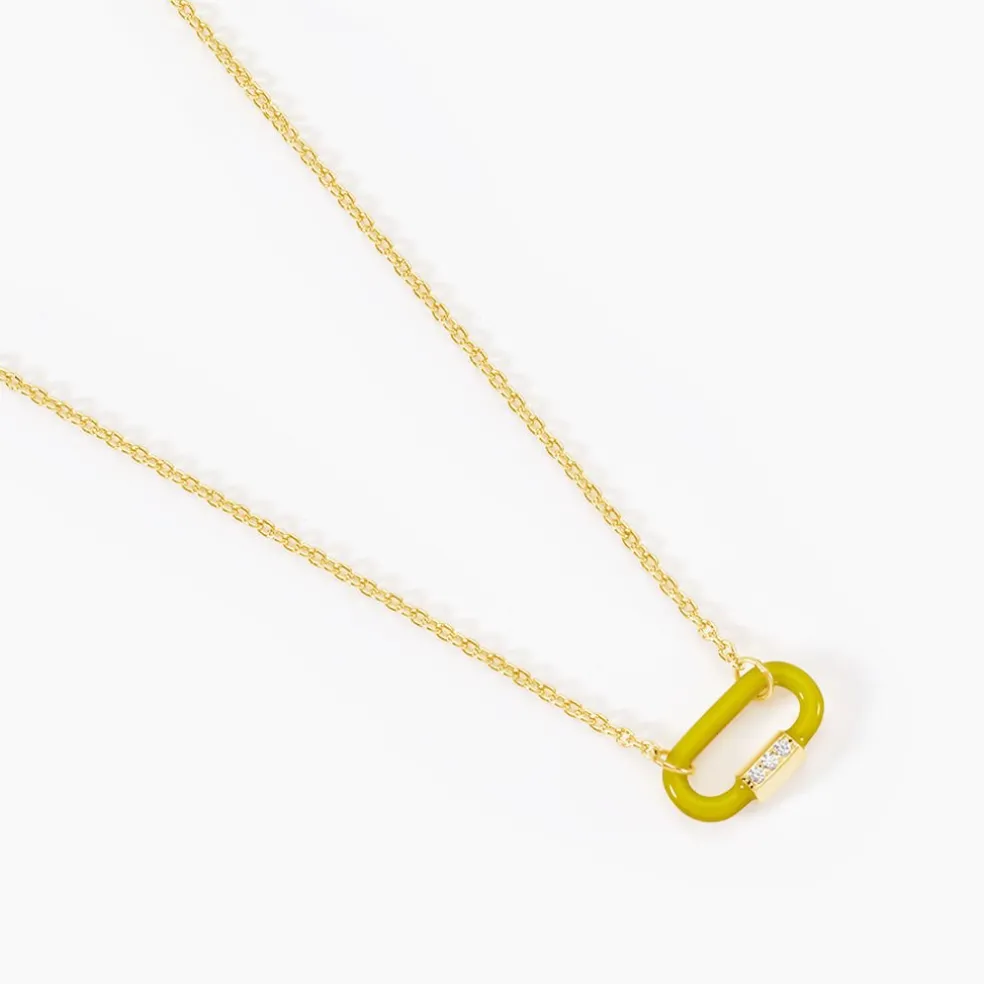 Collier Infini Pop Argent Jaune Oxyde De Zirconium