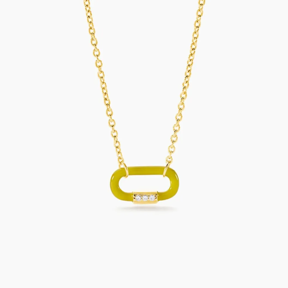 Collier Infini Pop Argent Jaune Oxyde De Zirconium