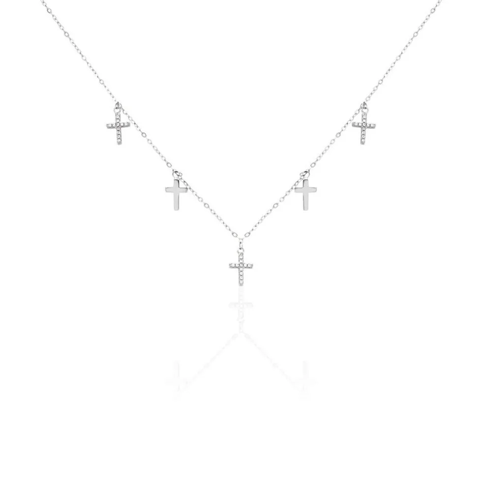 Collier Ivah Argent Blanc Oxyde De Zirconium