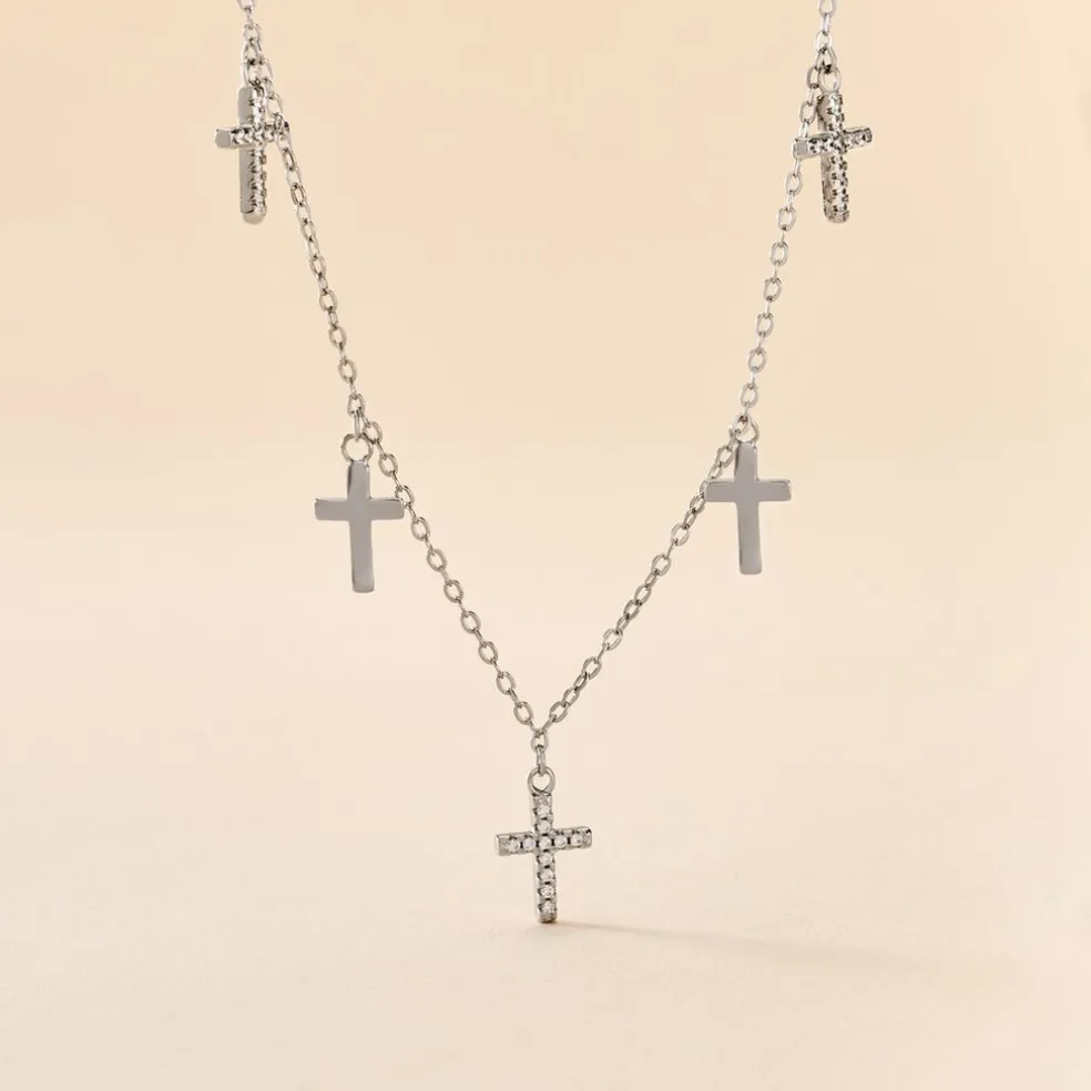 Collier Ivah Argent Blanc Oxyde De Zirconium