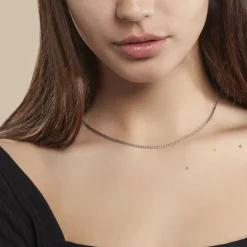 Collier Jany Maille Palmier Or Blanc