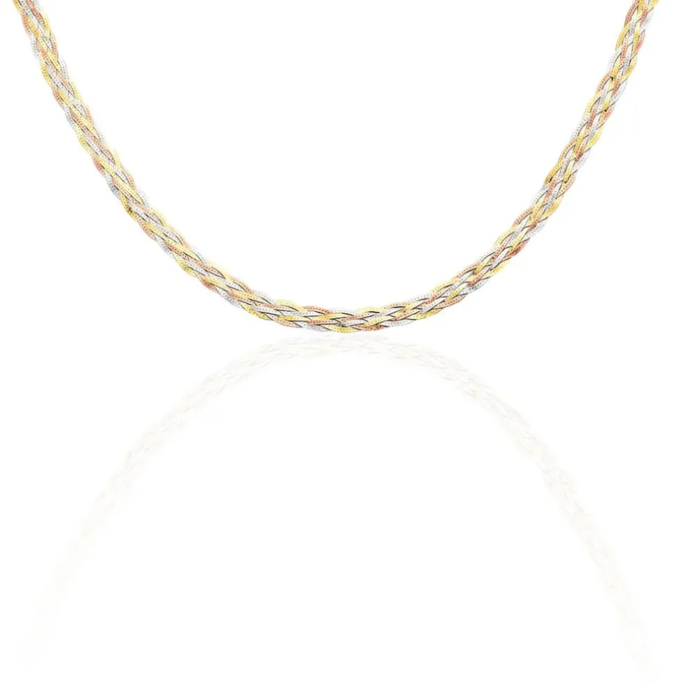 Collier Jasmin Tresse Or Tricolore