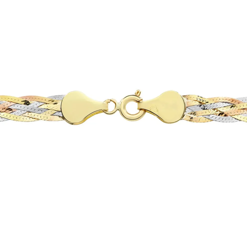 Collier Jasmin Tresse Or Tricolore