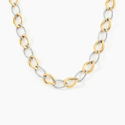 Collier Joice Maille Alternée Et Godronne Or Bicolore