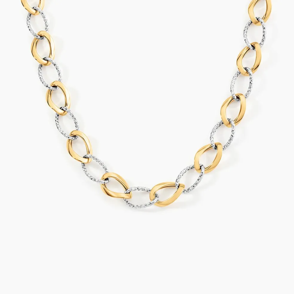 Collier Joice Maille Alternée Et Godronne Or Bicolore