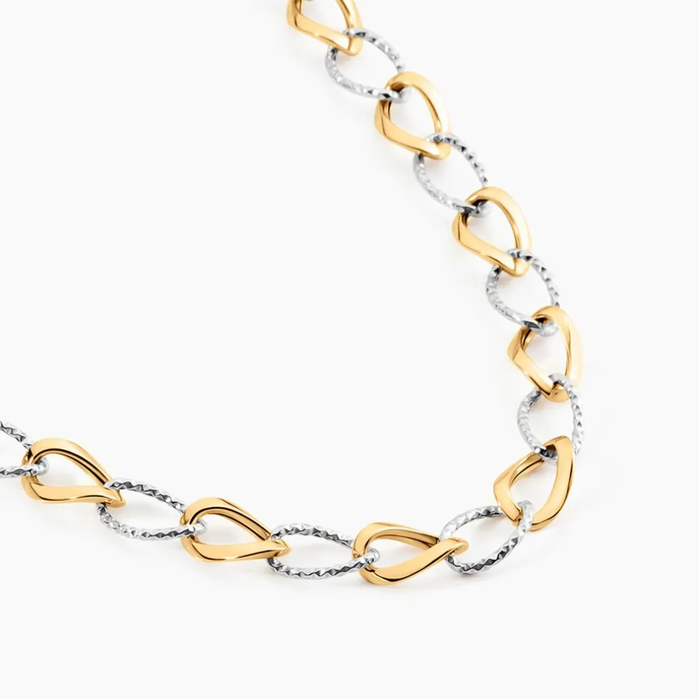 Collier Joice Maille Alternée Et Godronne Or Bicolore