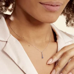 Collier Josephine Or Blanc Saphir Et Diamant