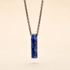 Collier Jourdan Acier Noir Sodalite