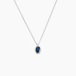 Collier Kriska Or Blanc Saphir Et Diamant