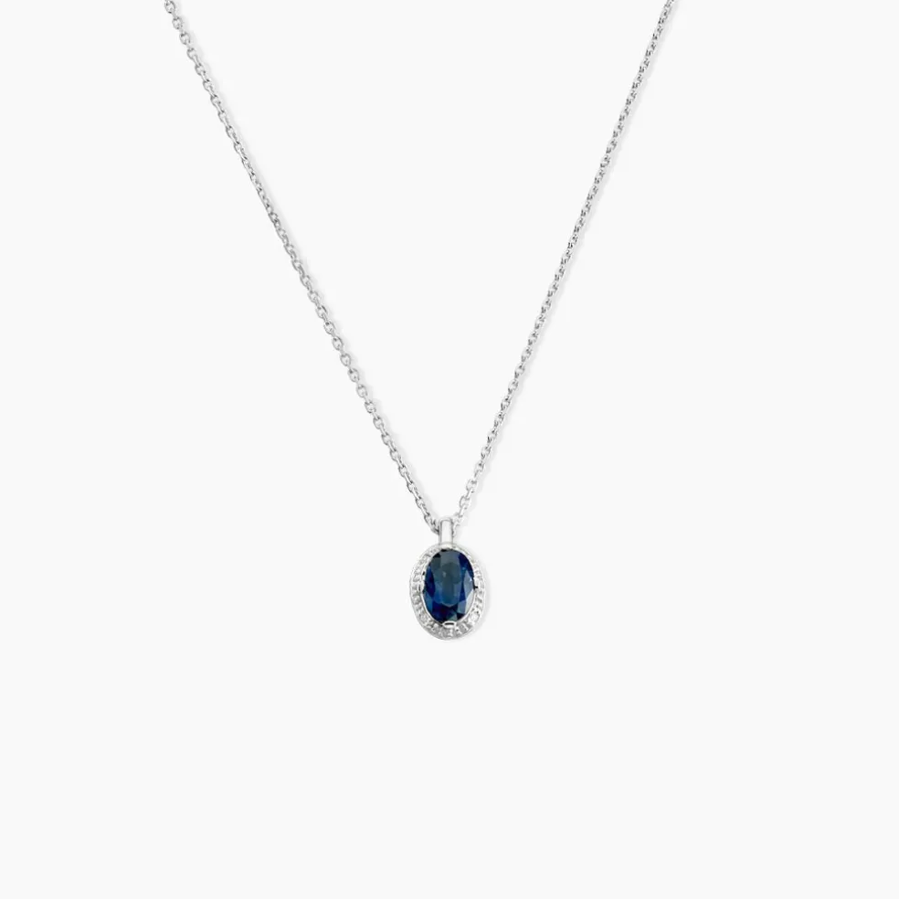 Collier Kriska Or Blanc Saphir Et Diamant