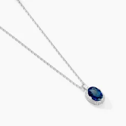 Collier Kriska Or Blanc Saphir Et Diamant