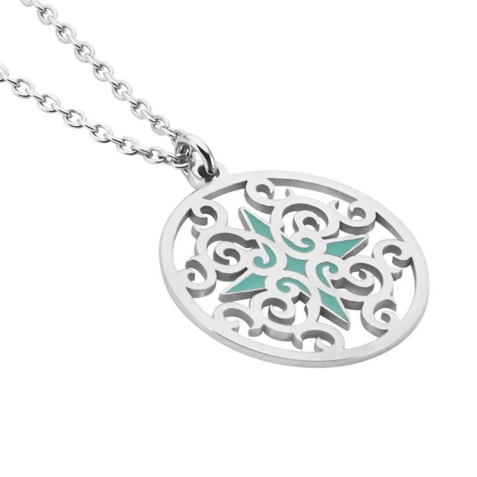 Collier Krysia Argent Blanc Email Turquoise