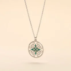 Collier Krysia Argent Blanc Email Turquoise