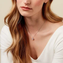 Collier Laugane Argent Blanc Oxyde De Zirconium