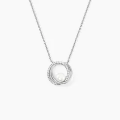 Collier Laury Argent Blanc Perle De Culture Et Oxyde De Zirconium