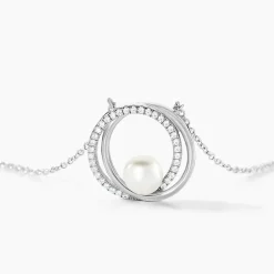 Collier Laury Argent Blanc Perle De Culture Et Oxyde De Zirconium