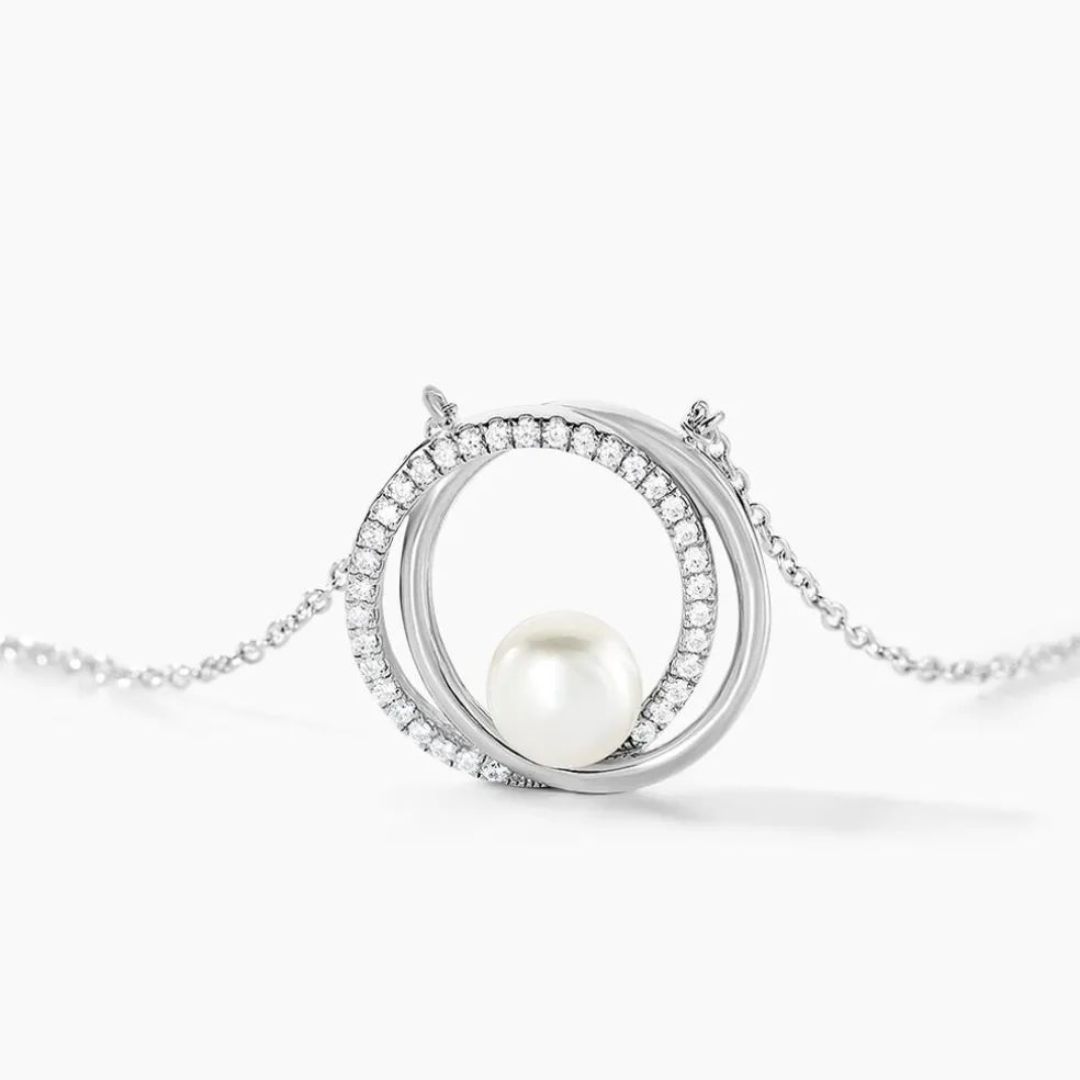 Collier Laury Argent Blanc Perle De Culture Et Oxyde De Zirconium