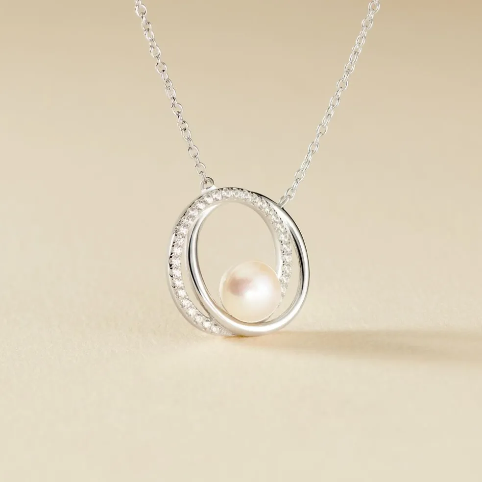 Collier Laury Argent Blanc Perle De Culture Et Oxyde De Zirconium