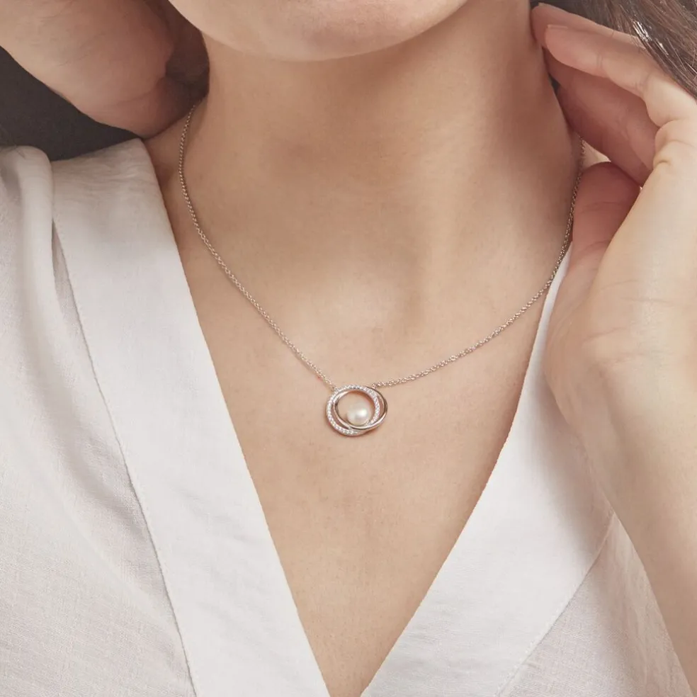 Collier Laury Argent Blanc Perle De Culture Et Oxyde De Zirconium